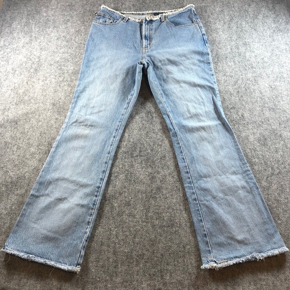 Express Jeans Women's Size 9/10 R  Flare Leg Frayed Hem Light Wash Denim - Picture 1 of 8